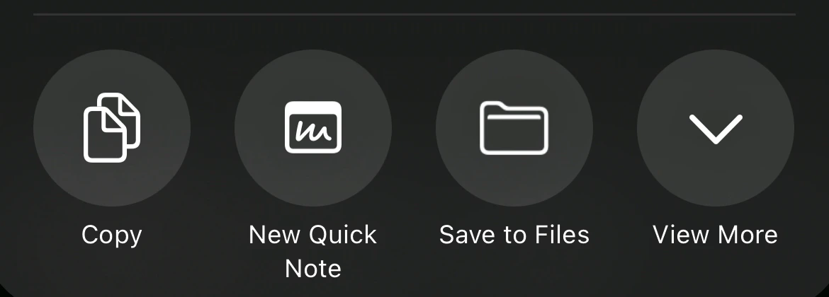 The iPhone share sheet showing Save to Files with a folder icon.
